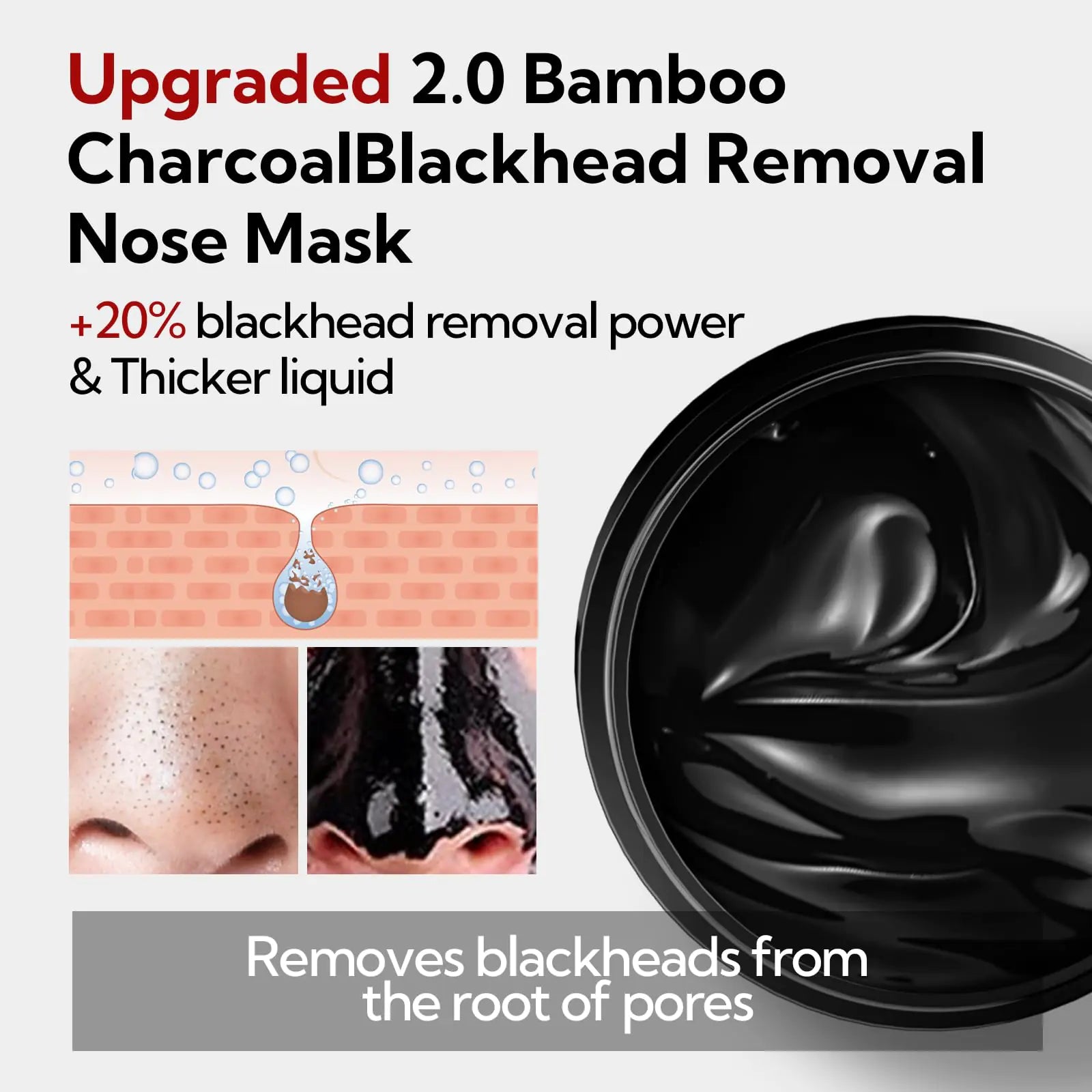 LANBENA Upgraded 2.0 Bamboo Charcoal Blackhead Remover Mask, 60 pcs Nose Strips, Peel off Face Mask Pore Whiteheads Cleanser Strawberry Nose Purifying, Deep Cleansing for All Skin Types, 30g/1.05oz Black Fair Prices Online