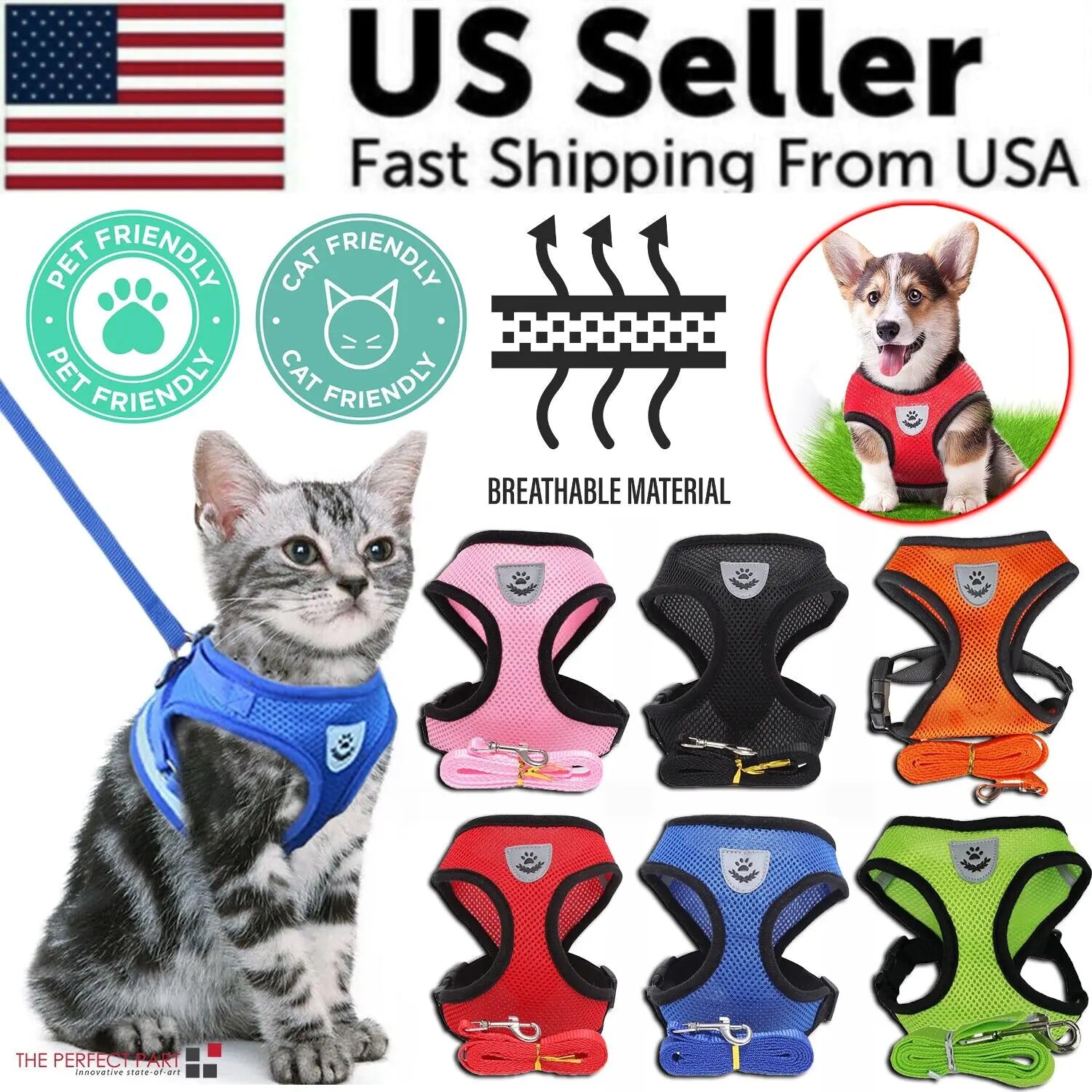 Cat Dog Pet Harness Adjustable Control Vest Dogs Reflective S M L XL Leash Fair Prices Online