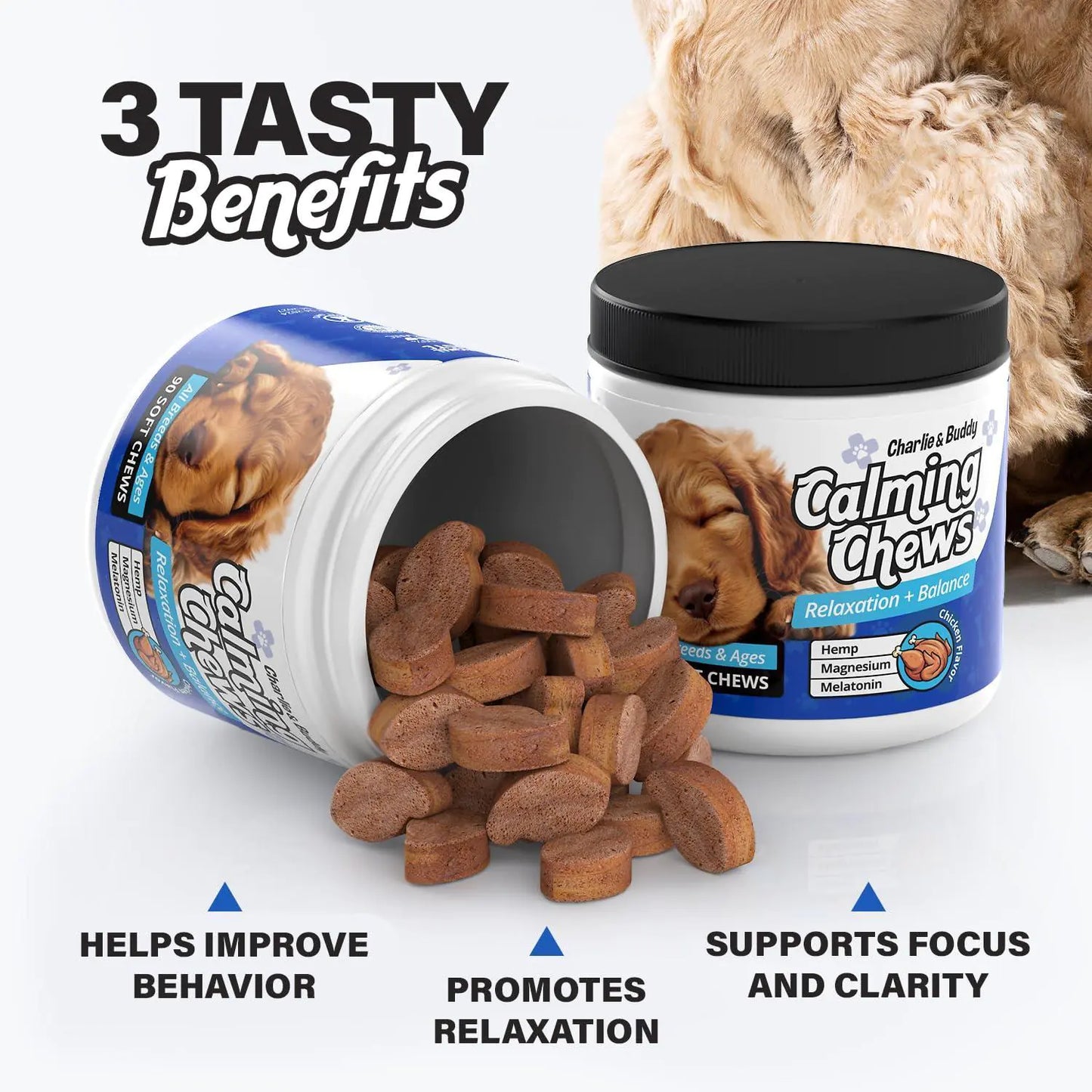 Calming Chews for Dogs Anxiety Relief Dog Calming Chews 90 Pcs Chicken Flavor Fair Prices Online