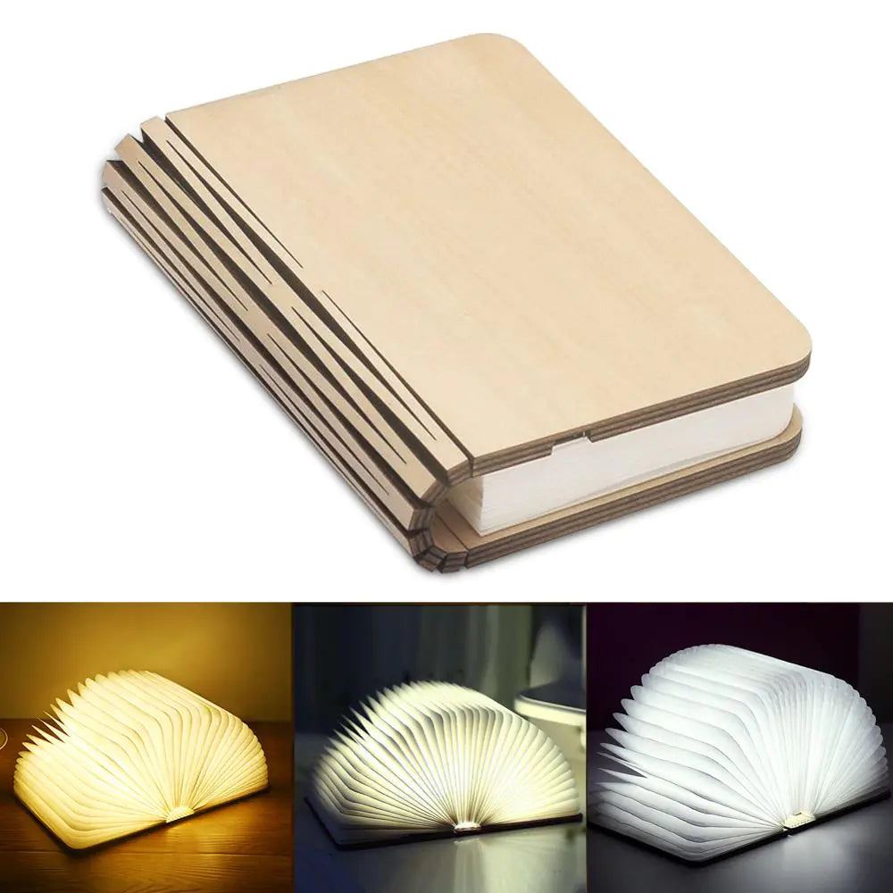 Portable 3D LED Book Night Light: Wooden, USB Rechargeable, Foldable Fair Prices Online