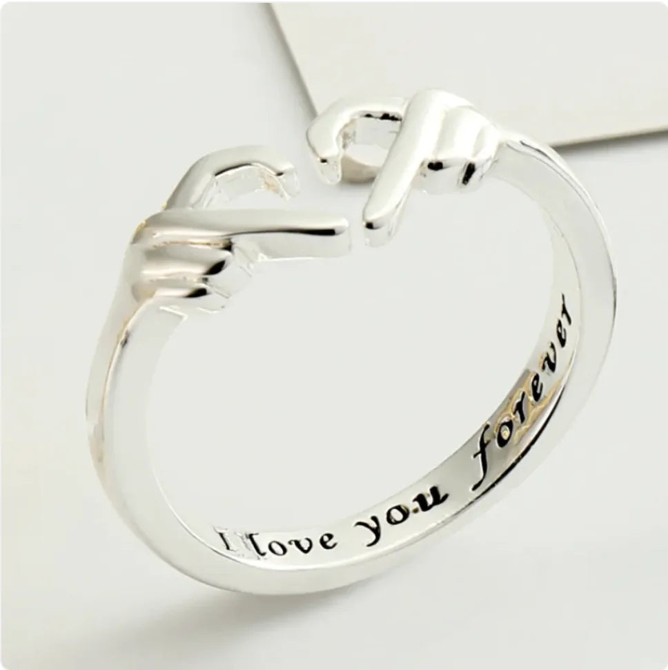 Romantic Silver Heart Hug Ring - Couple Jewelry Fair Prices Online