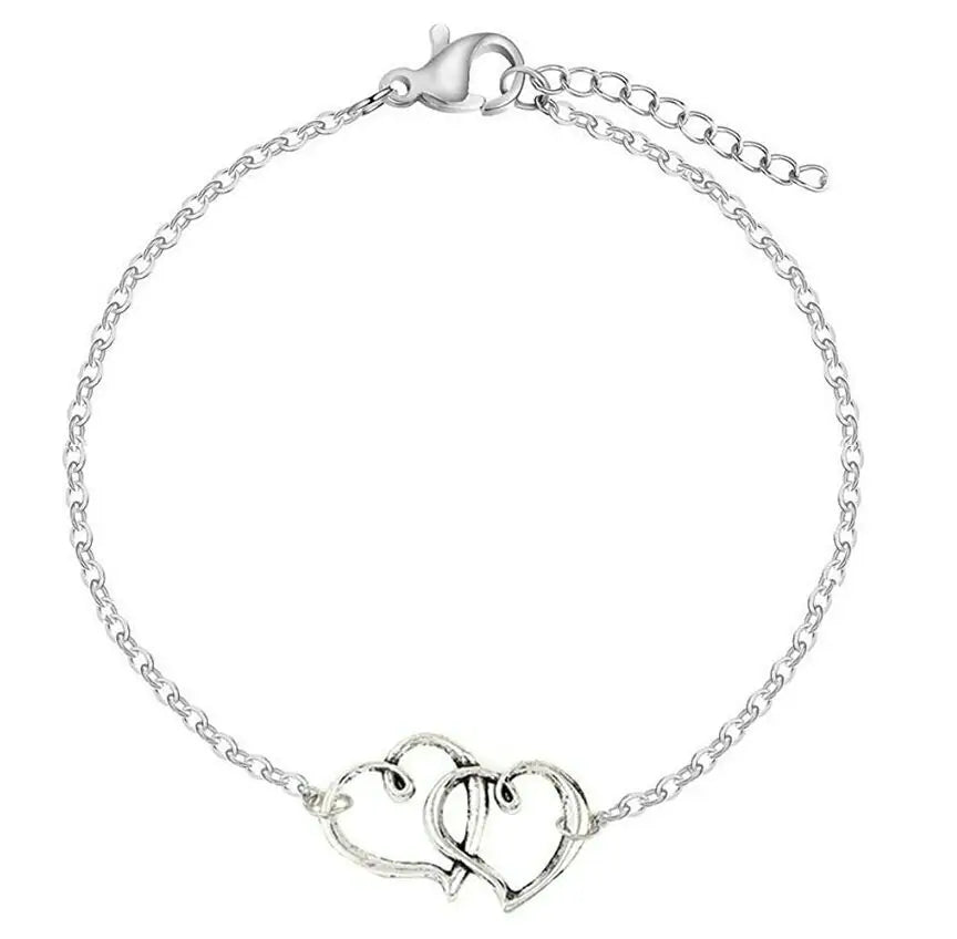 Women's Double Heart Arrow Shape Ankle Bracelet Fair Prices Online